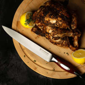 9 inch carving set is the perfect gift for food lovers. It is a great tool for slicking up chicken